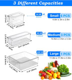 FreshBins | 10-Pack Clear Fridge Organizer | Stackable, BPA-Free & Drain Tray Included