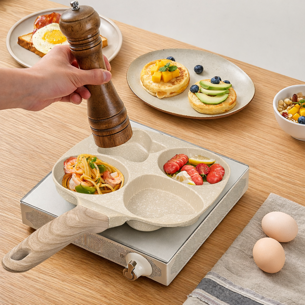 QuadPan | 4-Hole Non-Stick Breakfast Pan | Cook Faster, Clean Easier