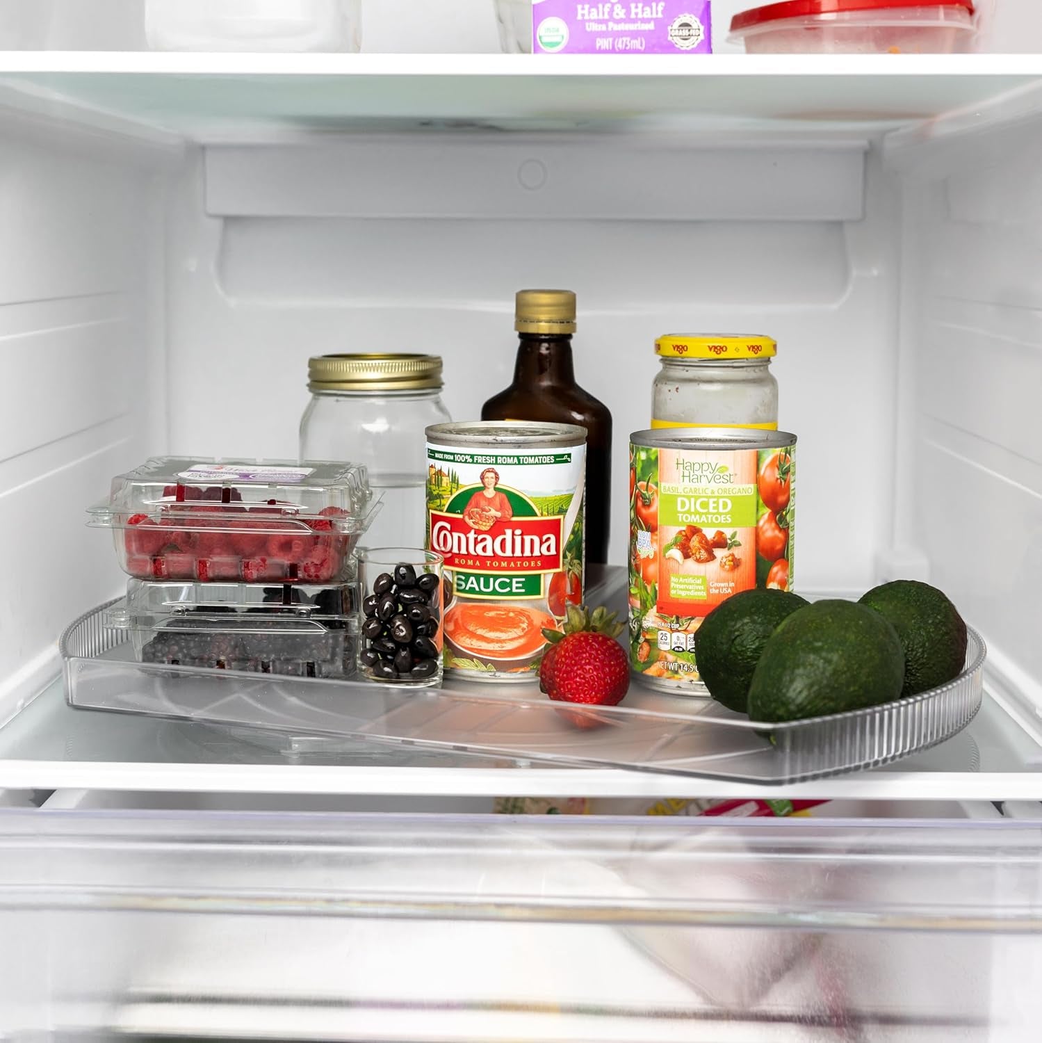 SpinShelf | Rotating Fridge Organizer | 360° Lazy Susan | Large & Clear