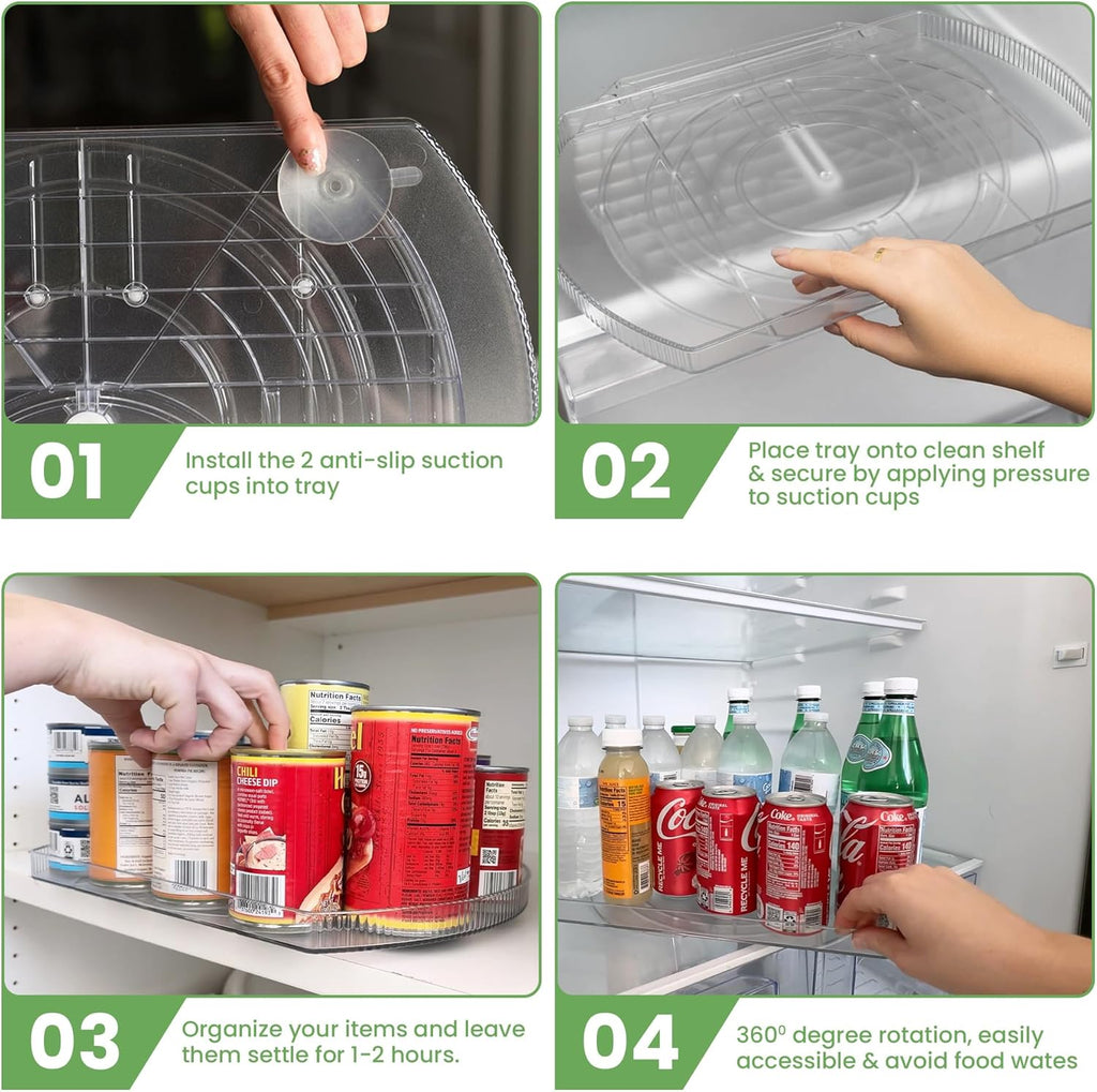 SpinShelf | Rotating Fridge Organizer | 360° Lazy Susan | Large & Clear