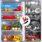 FreshBins | 10-Pack Clear Fridge Organizer | Stackable, BPA-Free & Drain Tray Included